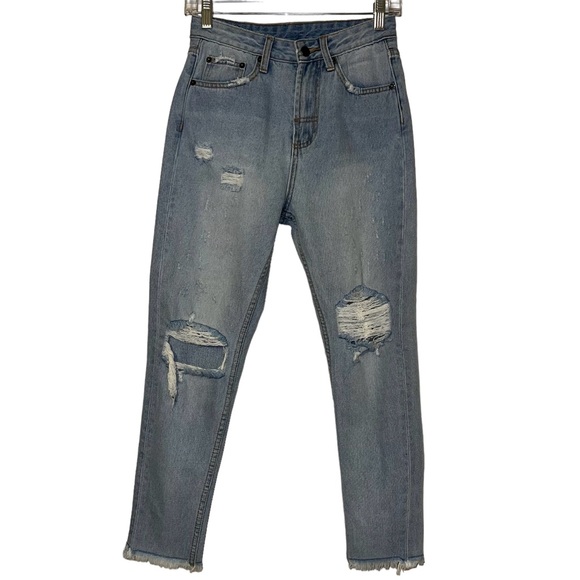 The People Vs Distressed High Rise Cropped Jeans Sz 8 - Picture 2 of 14